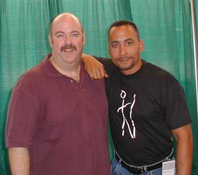 Stephen Austin and Richard Biggs on the Walk of Fame at Dragon*Con 2000.