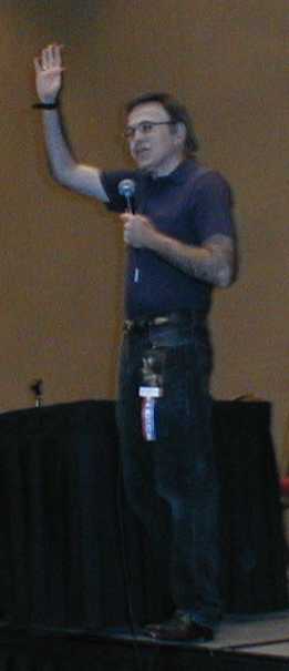 Walter Koenig at a solo panel at Dragon*Con 2000.